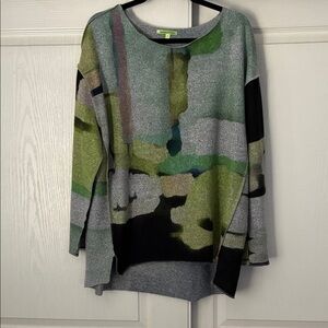 Artistic Green and Gray Sweater